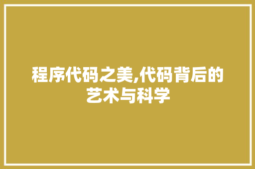 程序代码之美,代码背后的艺术与科学 后端技术