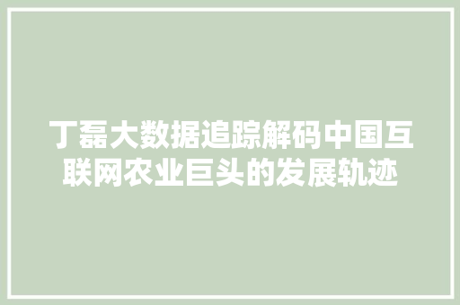 丁磊大数据追踪解码中国互联网农业巨头的发展轨迹