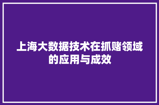 上海大数据技术在抓赌领域的应用与成效