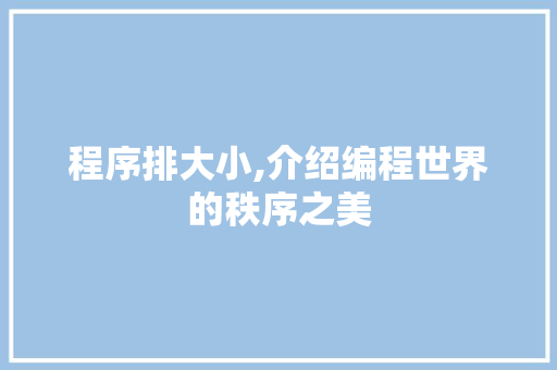 程序排大小,介绍编程世界的秩序之美 响应式设计