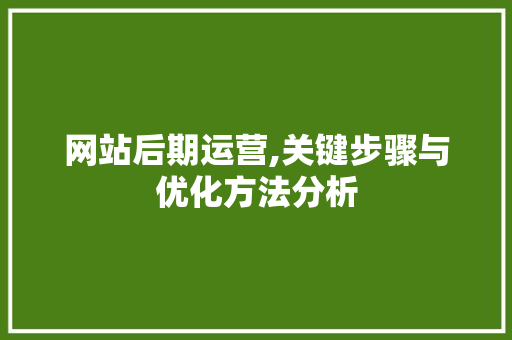 网站后期运营,关键步骤与优化方法分析 商务信函