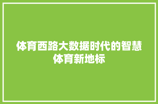 体育西路大数据时代的智慧体育新地标