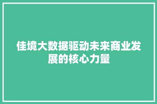 佳境大数据驱动未来商业发展的核心力量