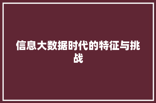信息大数据时代的特征与挑战