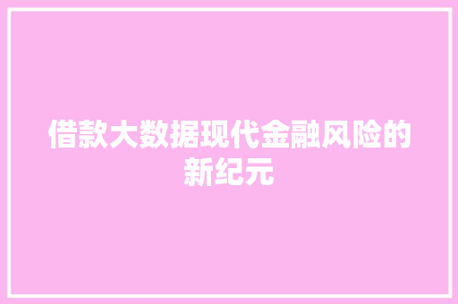 借款大数据现代金融风险的新纪元