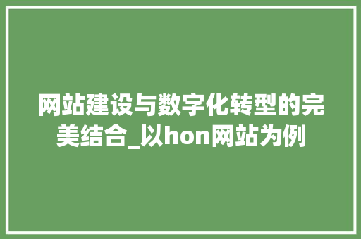 网站建设与数字化转型的完美结合_以hon网站为例 MySQL