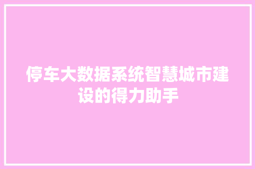 停车大数据系统智慧城市建设的得力助手