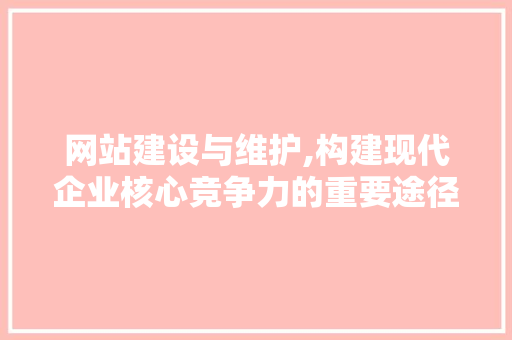 网站建设与维护,构建现代企业核心竞争力的重要途径 项目报告