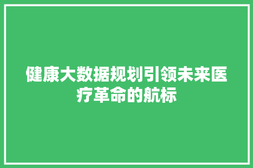 健康大数据规划引领未来医疗革命的航标