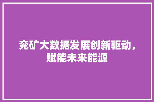 兖矿大数据发展创新驱动，赋能未来能源