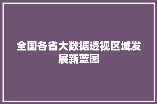 全国各省大数据透视区域发展新蓝图