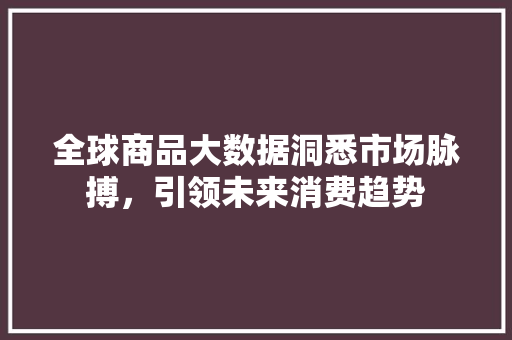 全球商品大数据洞悉市场脉搏，引领未来消费趋势