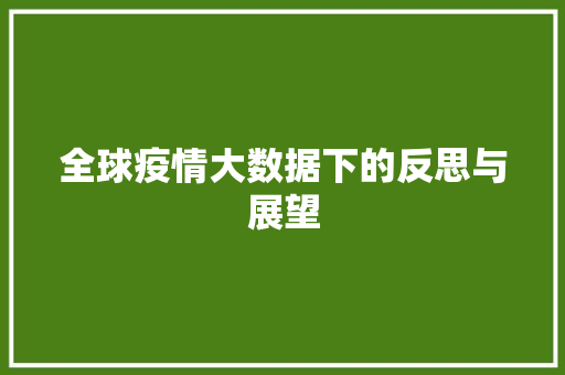 全球疫情大数据下的反思与展望