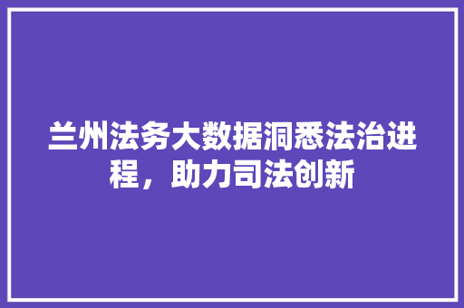 兰州法务大数据洞悉法治进程，助力司法创新