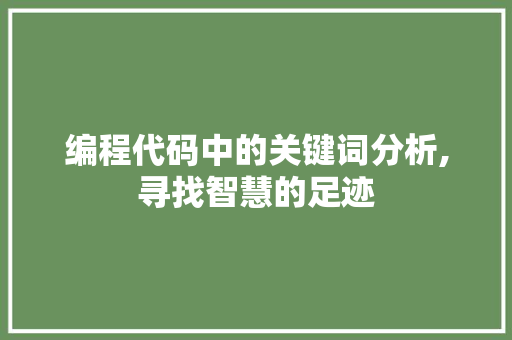 编程代码中的关键词分析,寻找智慧的足迹 后端技术