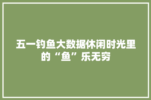 五一钓鱼大数据休闲时光里的“鱼”乐无穷