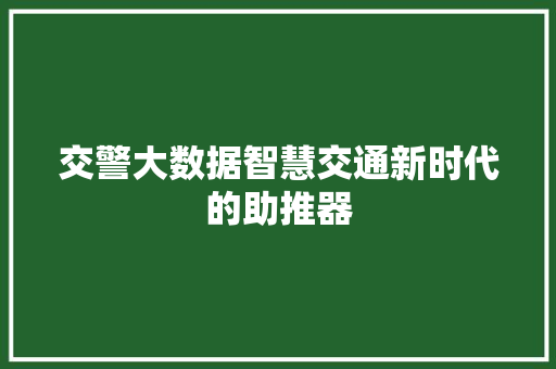 交警大数据智慧交通新时代的助推器
