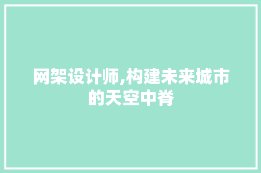 网架设计师,构建未来城市的天空中脊