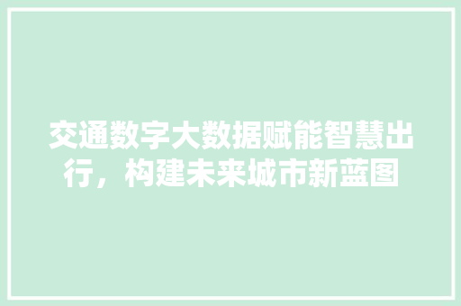 交通数字大数据赋能智慧出行，构建未来城市新蓝图