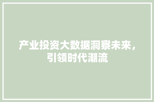 产业投资大数据洞察未来，引领时代潮流