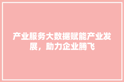 产业服务大数据赋能产业发展，助力企业腾飞