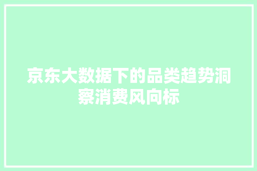 京东大数据下的品类趋势洞察消费风向标