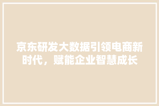 京东研发大数据引领电商新时代，赋能企业智慧成长