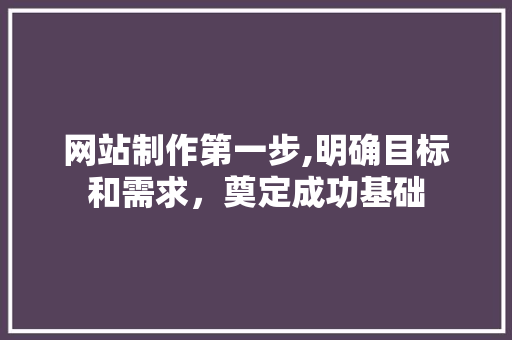 网站制作第一步,明确目标和需求，奠定成功基础 MySQL
