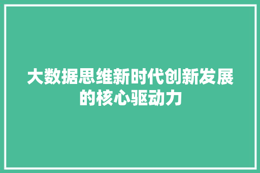 大数据思维新时代创新发展的核心驱动力