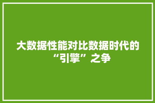 大数据性能对比数据时代的“引擎”之争