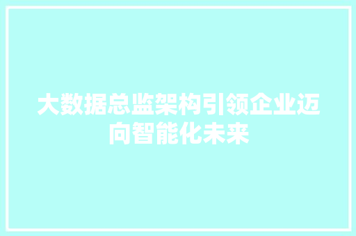 大数据总监架构引领企业迈向智能化未来