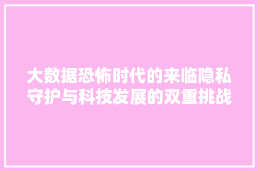 大数据恐怖时代的来临隐私守护与科技发展的双重挑战