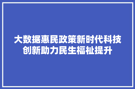 大数据惠民政策新时代科技创新助力民生福祉提升