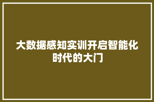大数据感知实训开启智能化时代的大门
