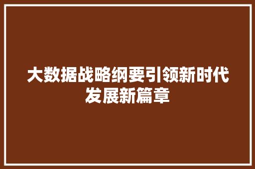 大数据战略纲要引领新时代发展新篇章