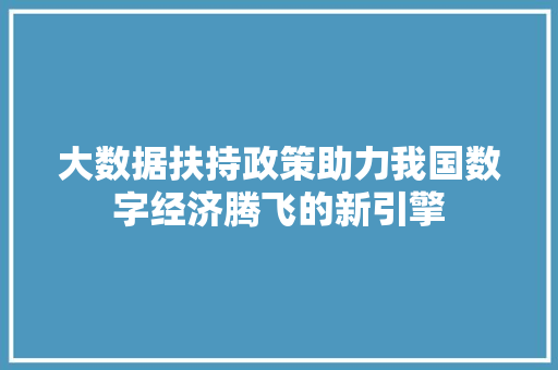 大数据扶持政策助力我国数字经济腾飞的新引擎
