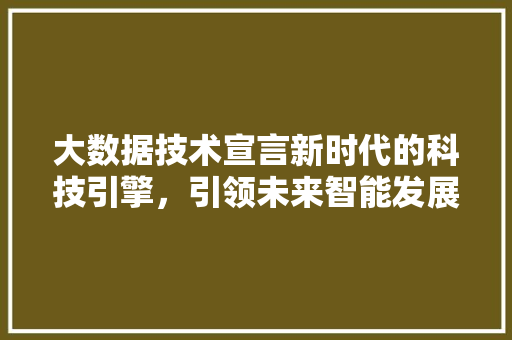 大数据技术宣言新时代的科技引擎，引领未来智能发展