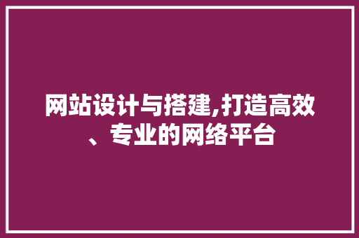 网站设计与搭建,打造高效、专业的网络平台 后端技术