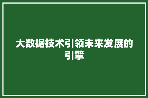 大数据技术引领未来发展的引擎