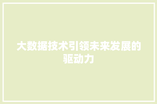 大数据技术引领未来发展的驱动力