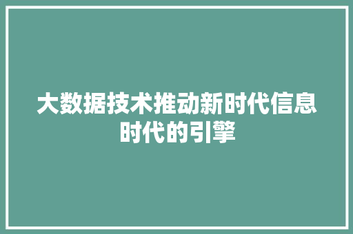 大数据技术推动新时代信息时代的引擎