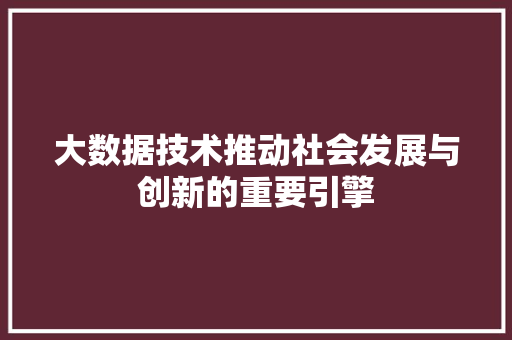 大数据技术推动社会发展与创新的重要引擎