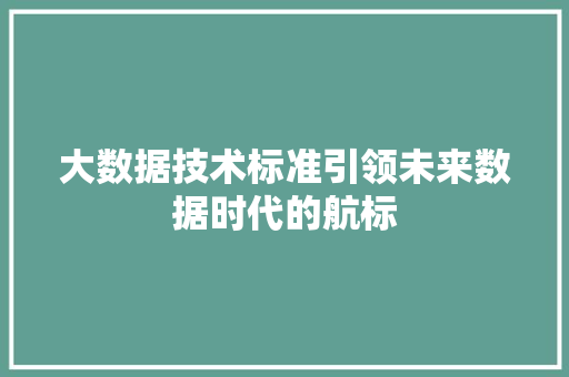 大数据技术标准引领未来数据时代的航标