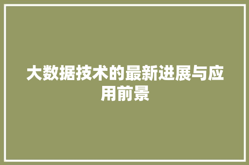 大数据技术的最新进展与应用前景