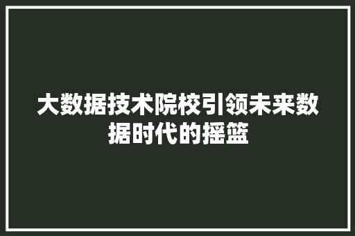 大数据技术院校引领未来数据时代的摇篮