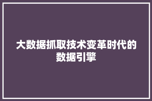 大数据抓取技术变革时代的数据引擎
