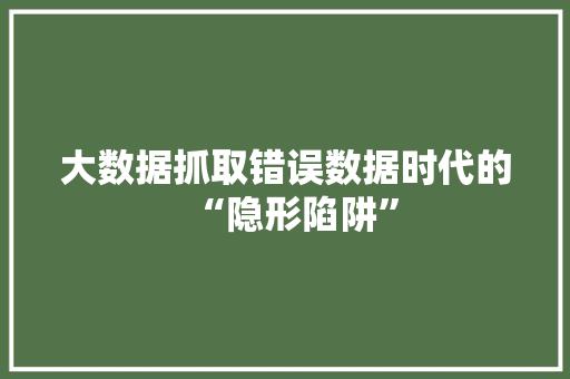大数据抓取错误数据时代的“隐形陷阱”
