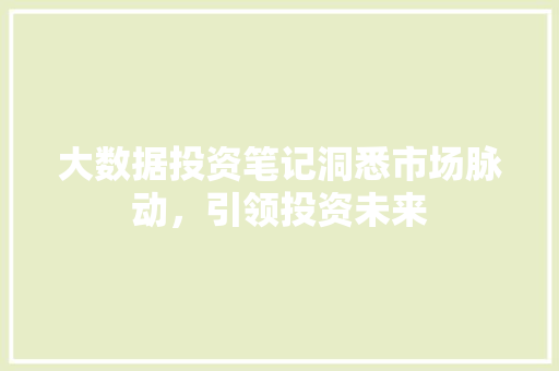 大数据投资笔记洞悉市场脉动，引领投资未来