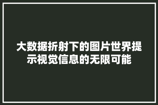 大数据折射下的图片世界提示视觉信息的无限可能