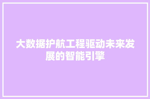 大数据护航工程驱动未来发展的智能引擎